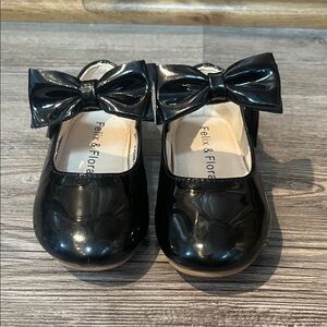 Felix & Flora Black Kids Dress Shoes with Bow